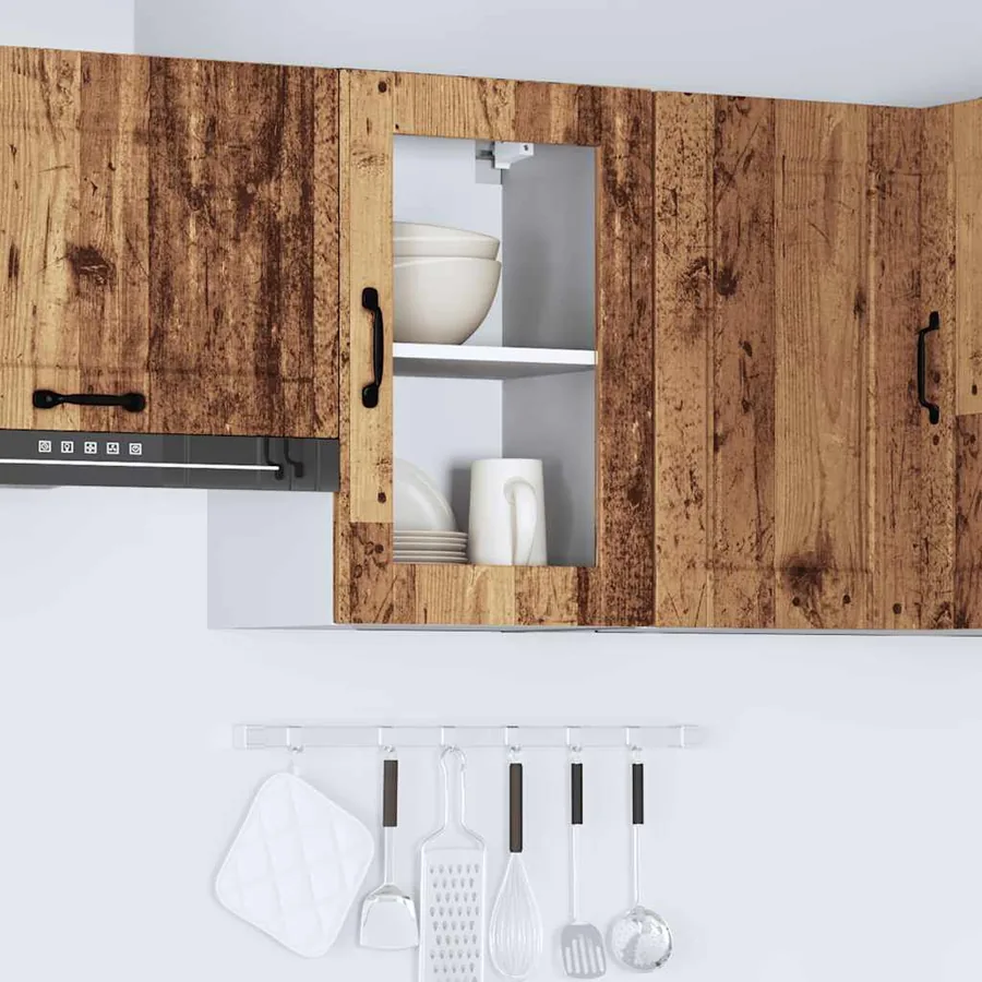 Armoire murale de cuisine avec porte en verre Porto vieux bois - 4
