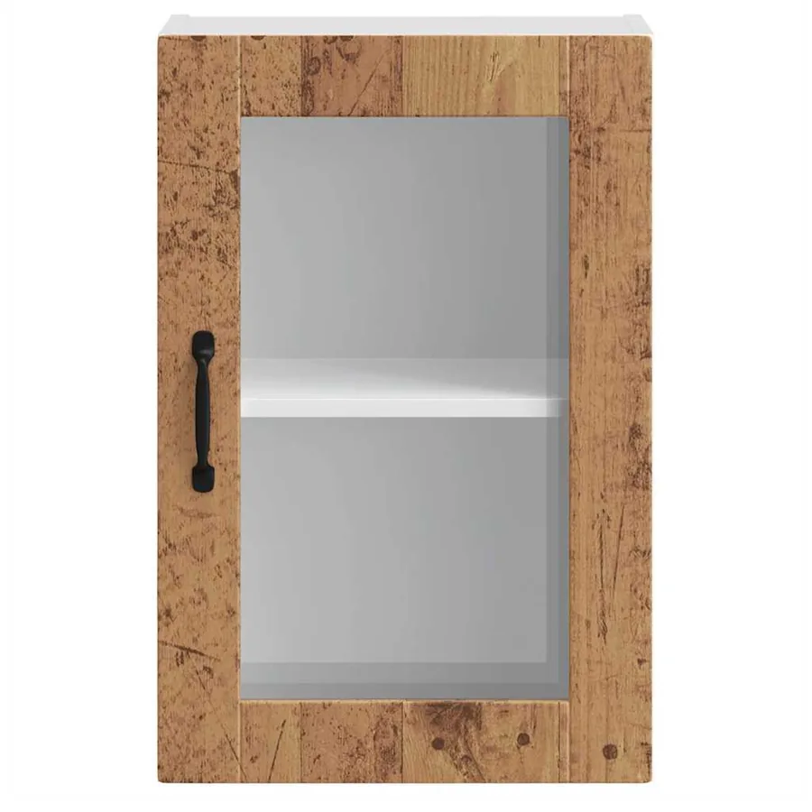 Armoire murale de cuisine avec porte en verre Porto vieux bois - 6
