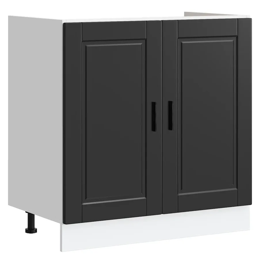 Meuble bas pour évier Porto noir 80x46x81,5 cm bois ingénierie - 2