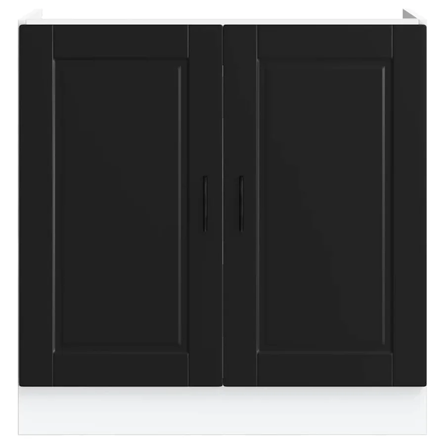 Meuble bas pour évier Porto noir 80x46x81,5 cm bois ingénierie - 4