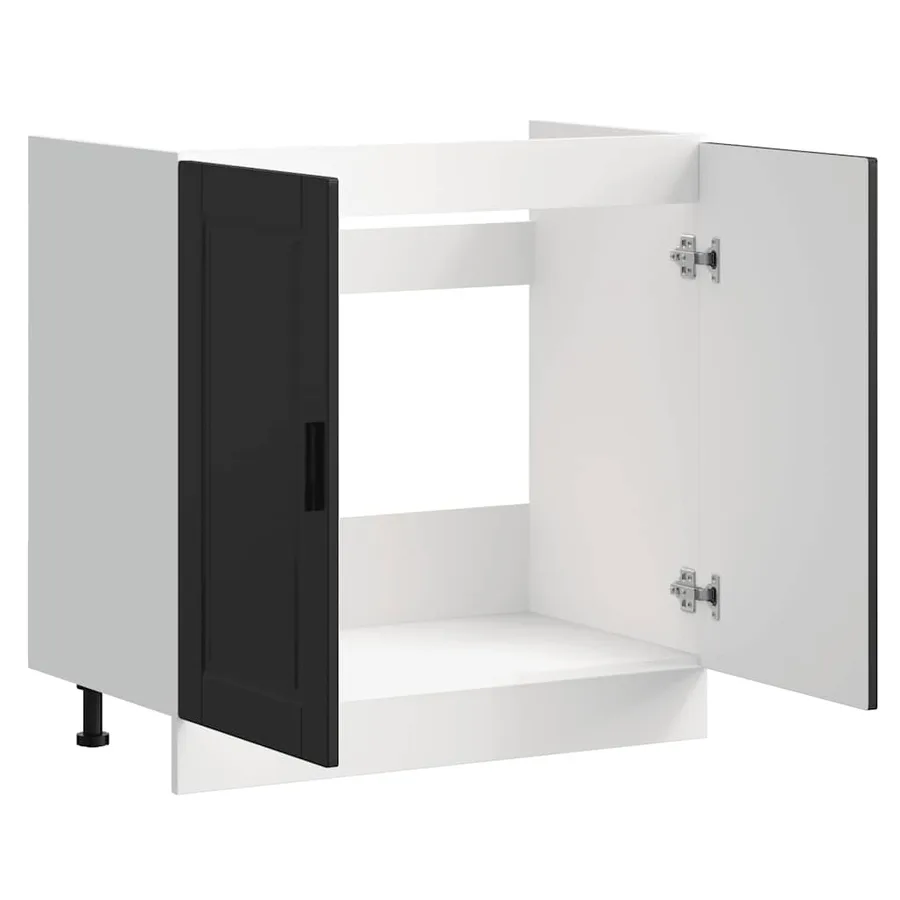 Meuble bas pour évier Porto noir 80x46x81,5 cm bois ingénierie - 5