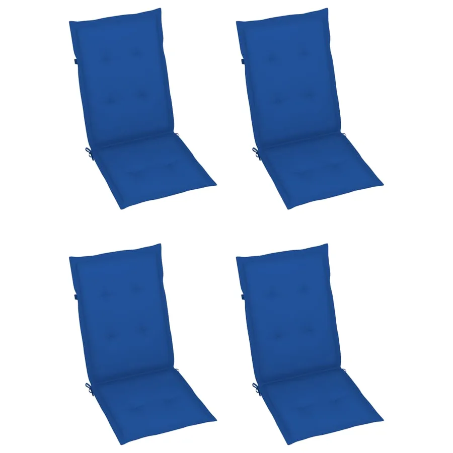 Chaises de jardin lot de 4 avec coussins bleu royal Bois teck - 6