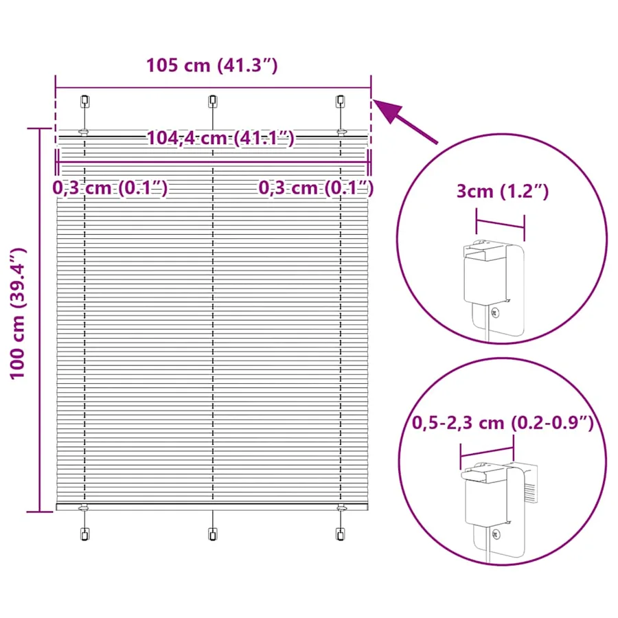 Store plissé crème 105x100cm largeur du tissu 104,4cm polyester - 14