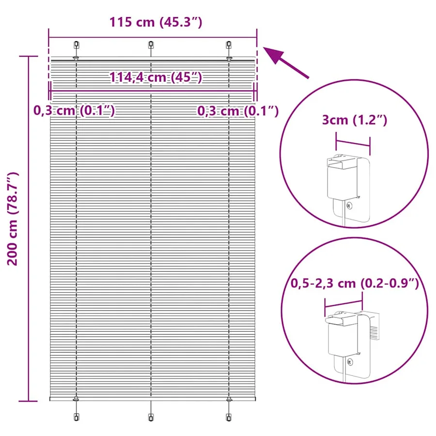 Store plissé bleu 115x200 cm largeur du tissu 114,4cm polyester - 14