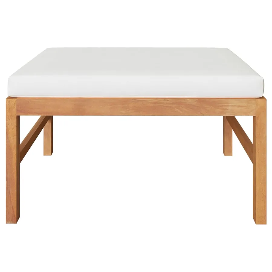 Salon de jardin 3 pcs avec coussins crème Bois de teck - 5