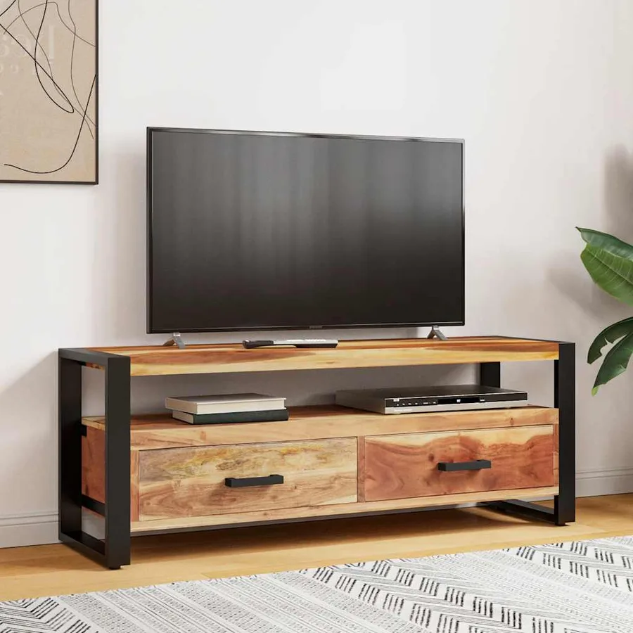 Meuble TV 120x35x45 cm Bois massif avec finition miel - 2