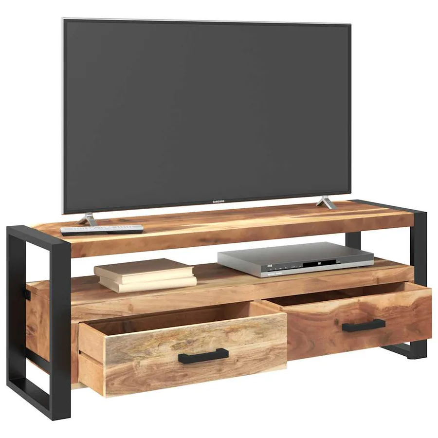 Meuble TV 120x35x45 cm Bois massif avec finition miel - 3