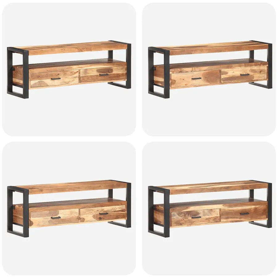 Meuble TV 120x35x45 cm Bois massif avec finition miel - 7