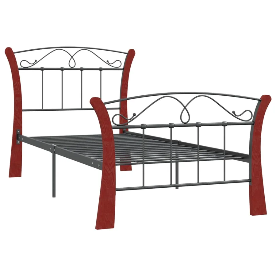 Cadre de lit sans matelas noir métal 90x200 cm - 3