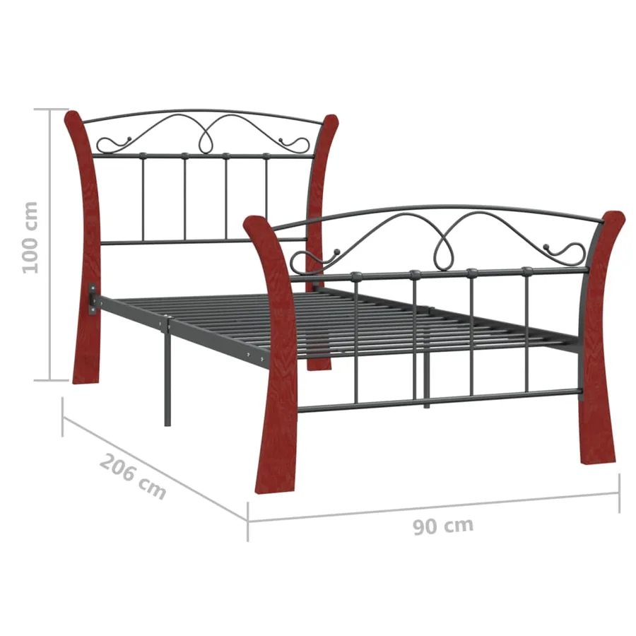Cadre de lit sans matelas noir métal 90x200 cm - 7