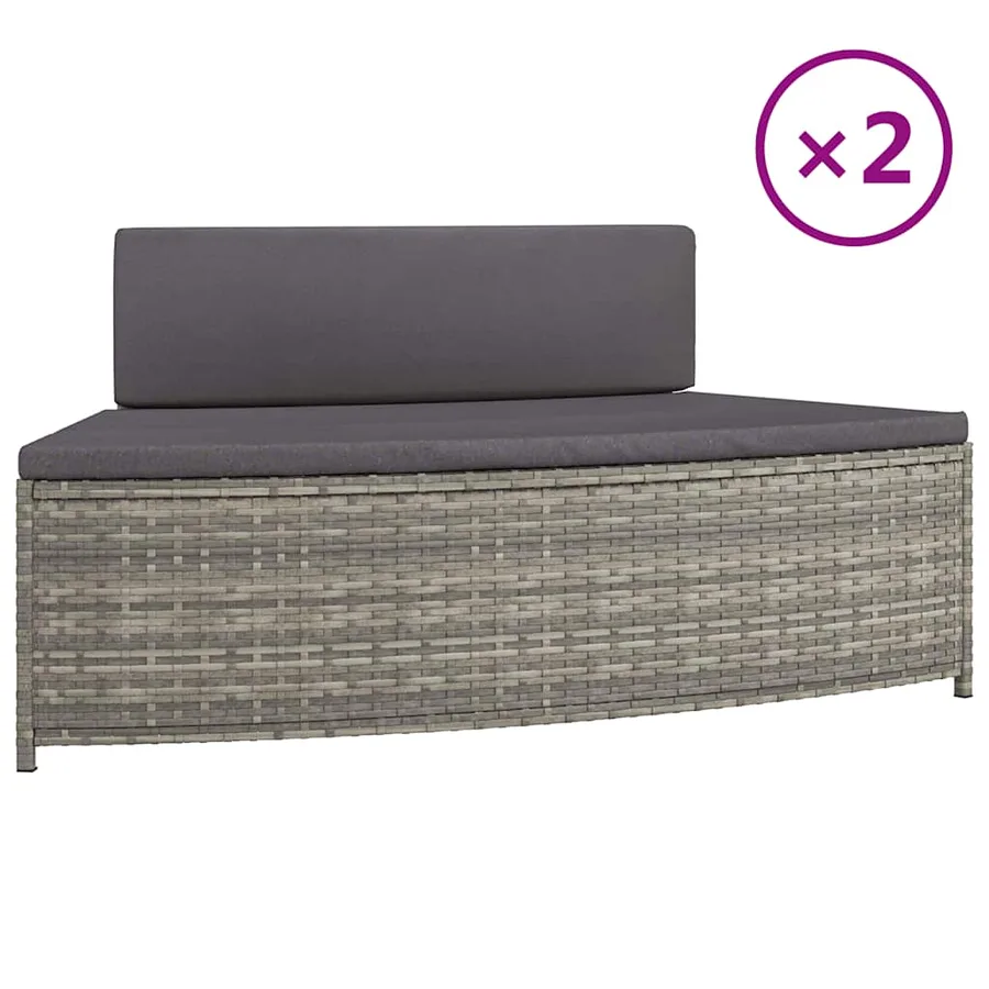 Bancs de spa avec coussins lot de 2 gris résine tressée - 2
