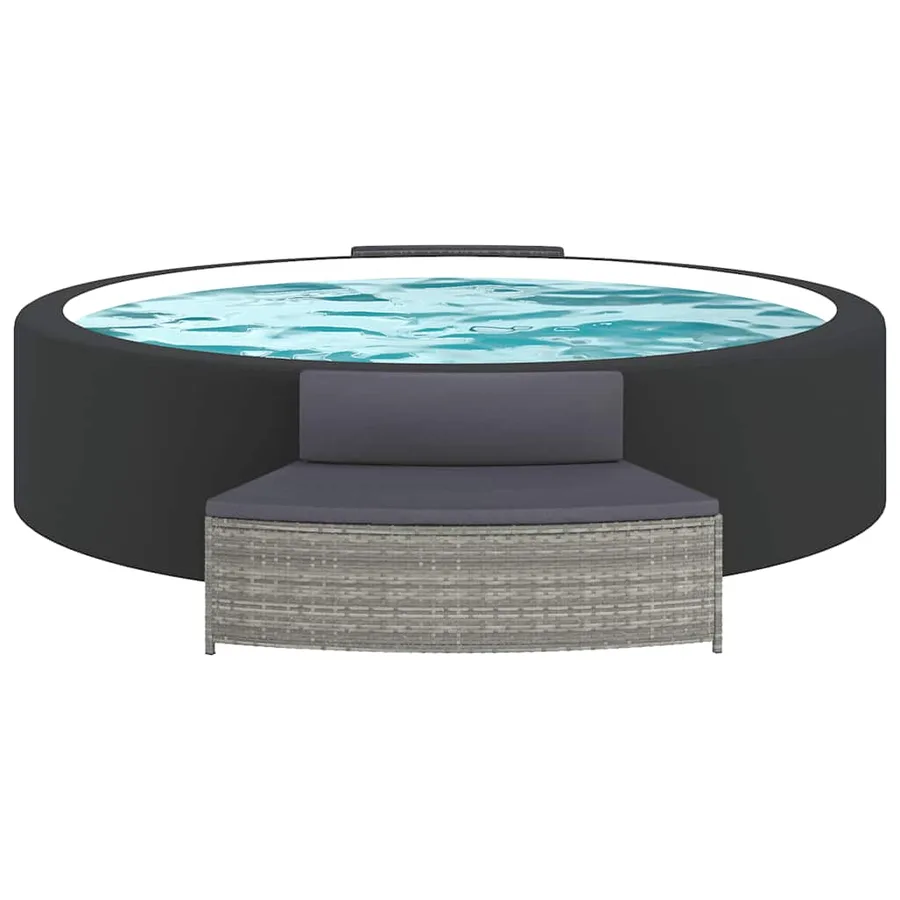 Bancs de spa avec coussins lot de 2 gris résine tressée - 3