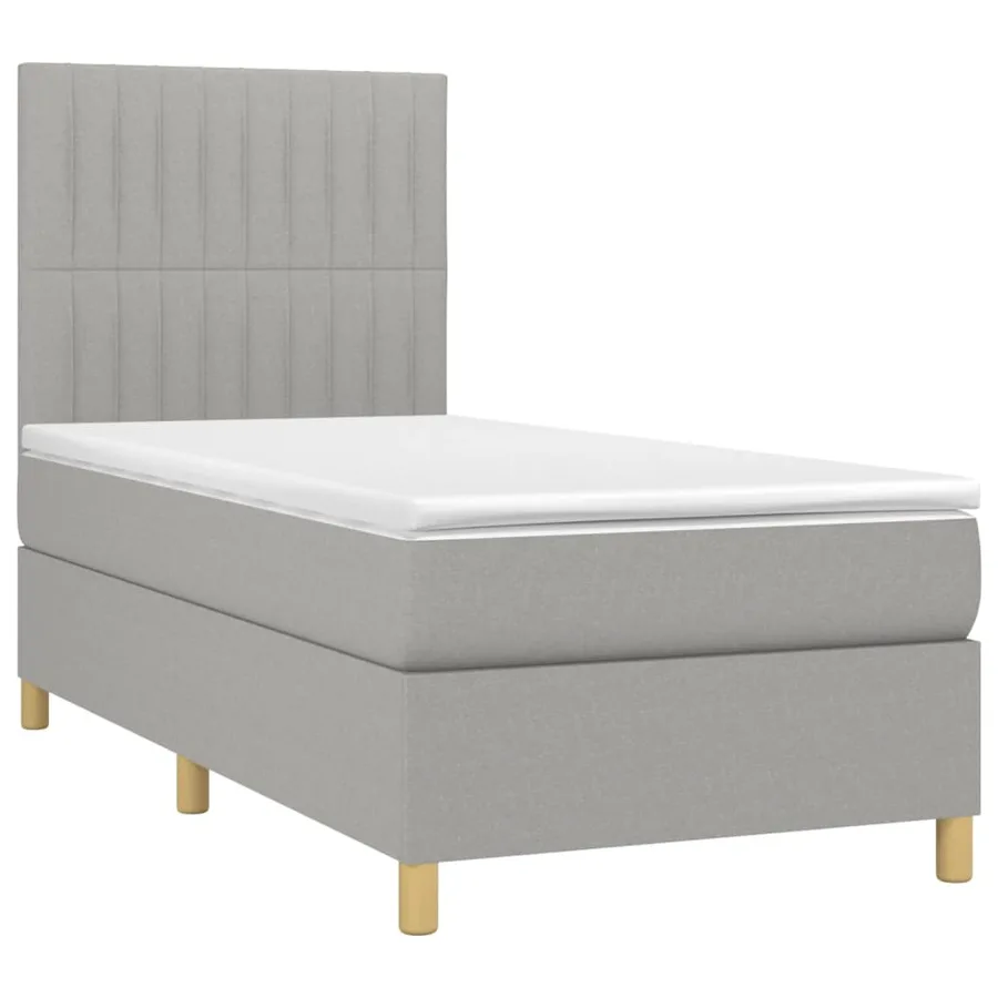 Sommier à lattes de lit matelas LED Gris clair 100x200 cm Tissu - 3