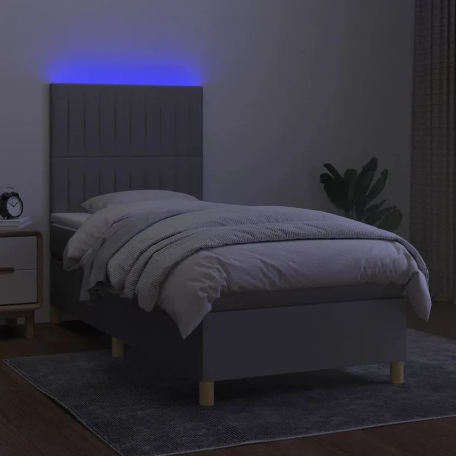 Sommier à lattes de lit matelas LED Gris clair 100x200 cm Tissu - 4