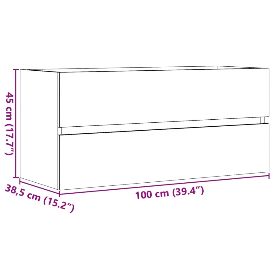 Armoire d'évier Gris béton 100x38,5x45 cm Aggloméré - 11