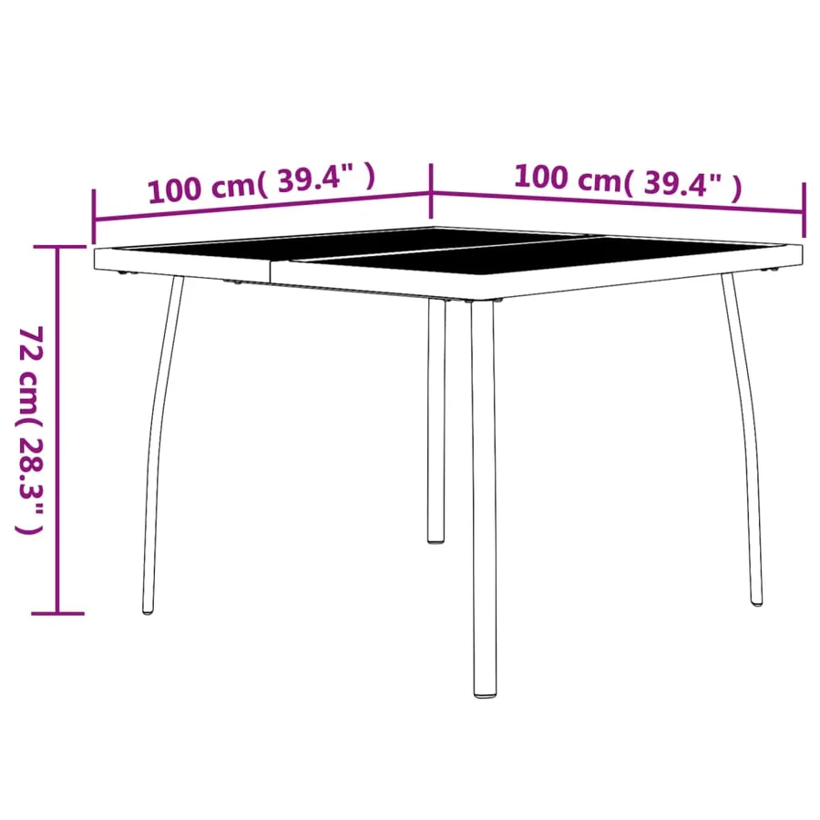Table de jardin anthracite 100x100x72 cm Treillis d'acier - 6