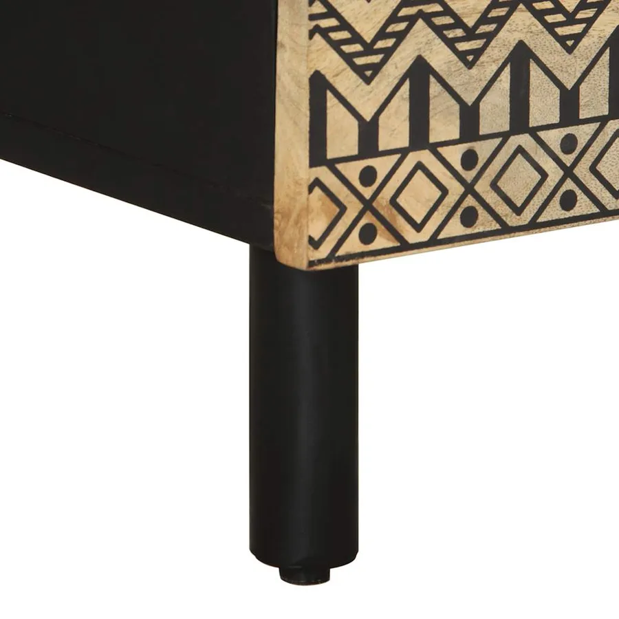 Tables de chevet 2 pcs noir bois de manguier massif brut - 10