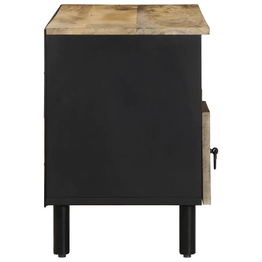 Meuble TV noir 100x33,5x46 cm bois massif manguier brut - 4