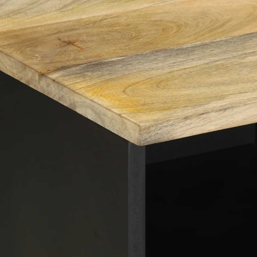 Meuble TV noir 100x33,5x46 cm bois massif manguier brut - 6
