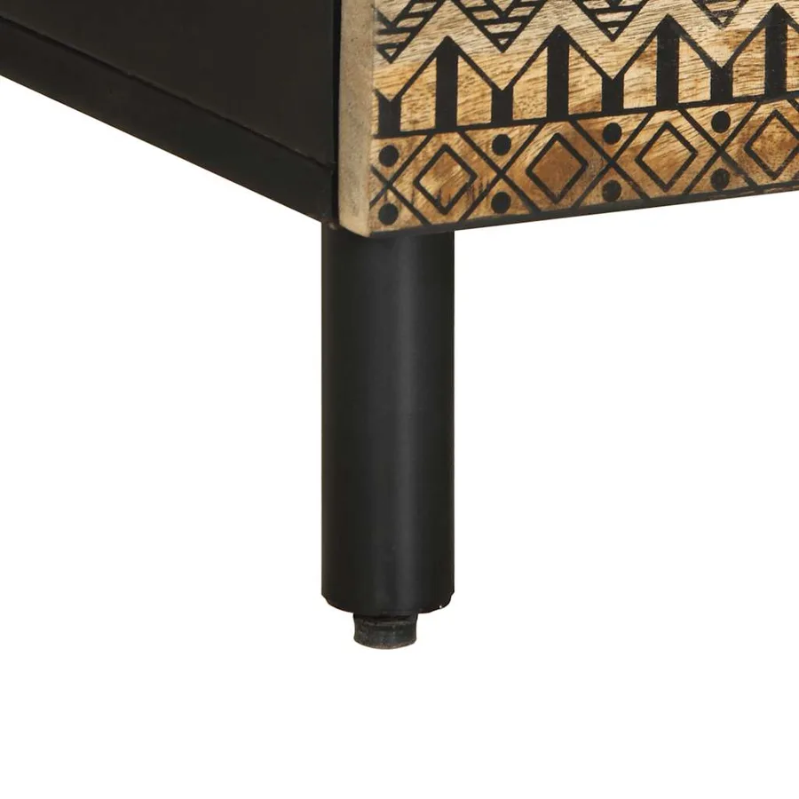 Meuble TV noir 100x33,5x46 cm bois massif manguier brut - 8