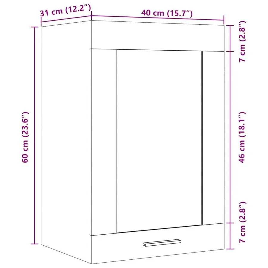 Vitrine suspendue "Lyon" Chêne artisanal 40 x 31 x 60 cm Bois d'ingénierie - 13