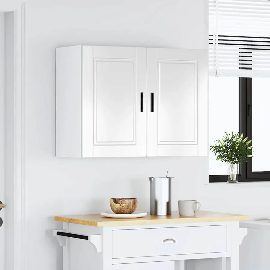 Armoire murale de cuisine Porto blanc brillant bois ingénierie - 4