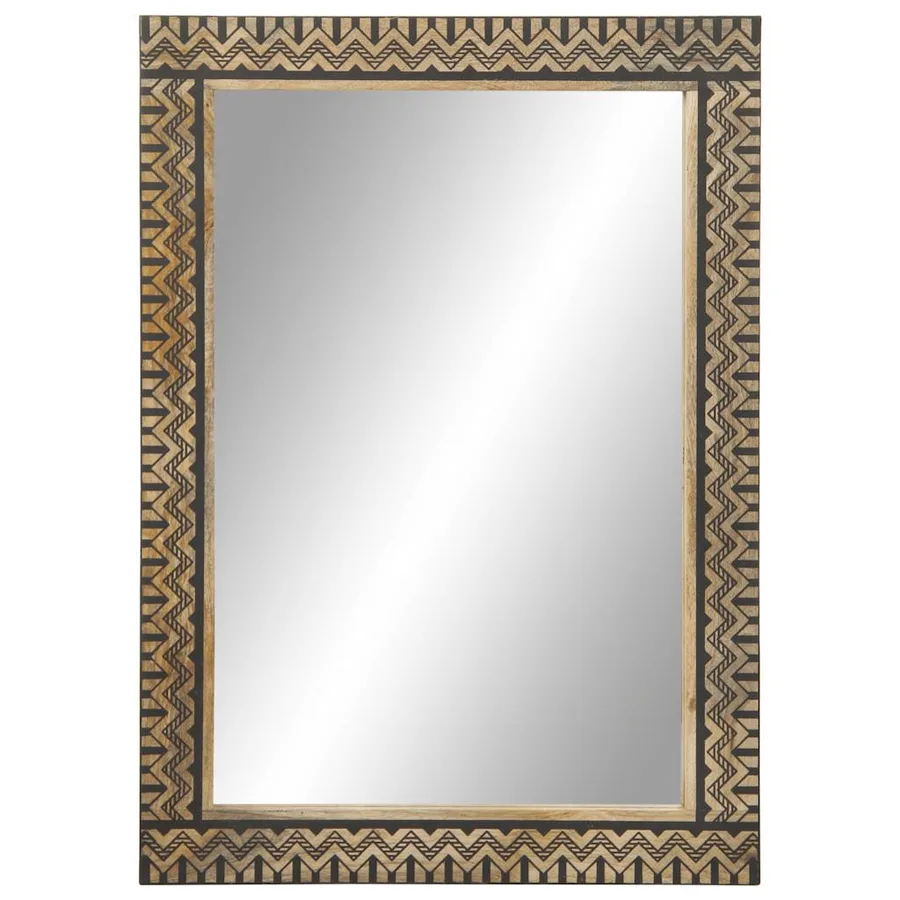 Miroir de bain 50x70 cm bois de manguier massif et verre - 2