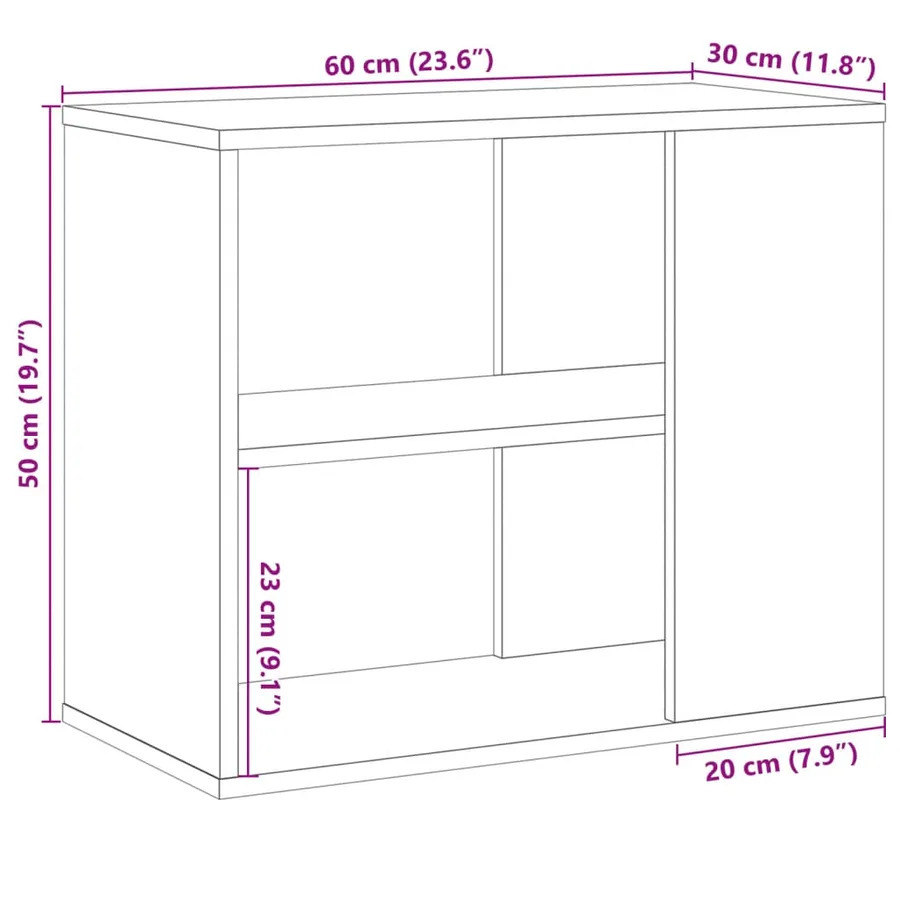 Armoire latérale vieux bois 60x30x50 cm bois d'ingénierie - 9