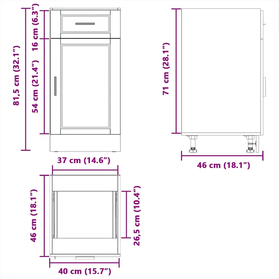 Armoire de cuisine Porto chêne marron bois d'ingénierie - 12