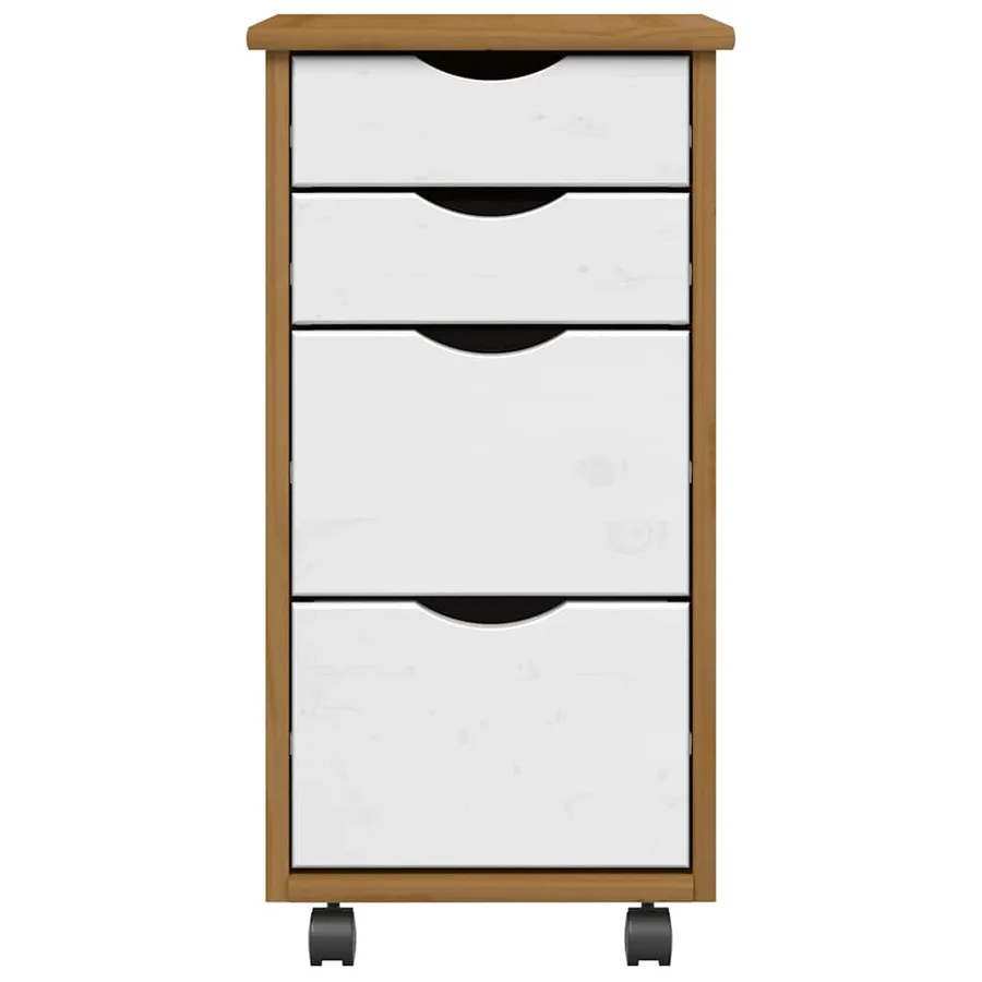 Armoire roulante avec tiroirs MOSS bois de pin marron miel - 3
