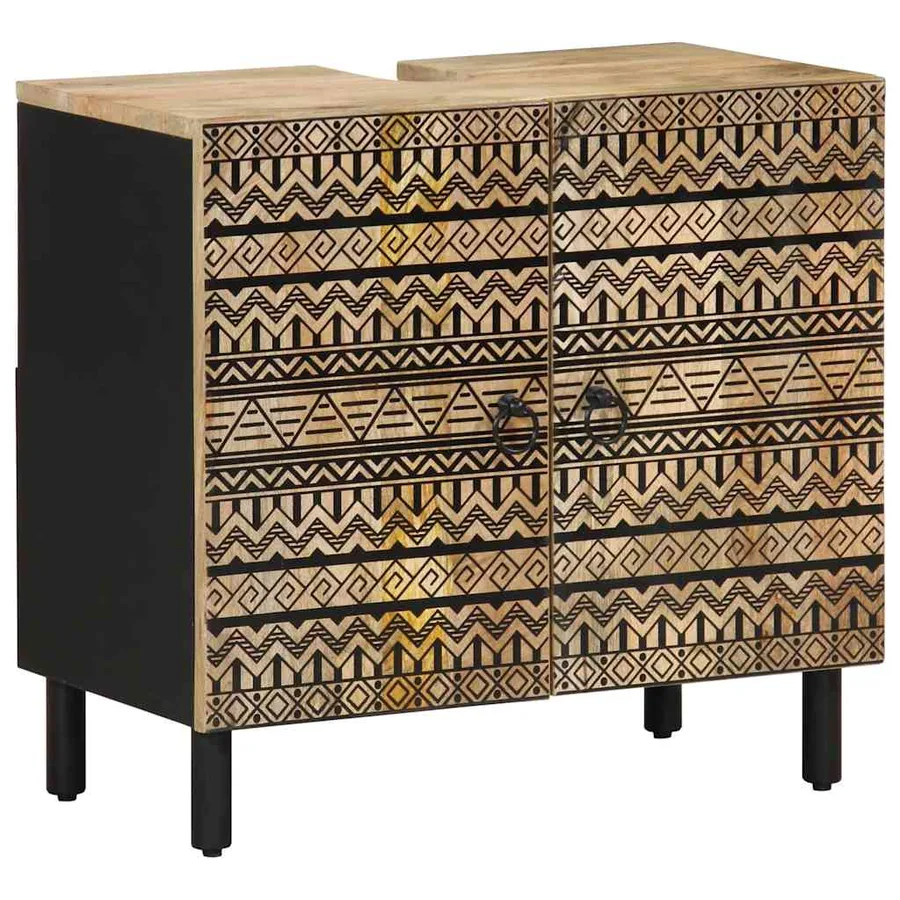 Ensemble de meubles de salle de bain 3 pcs bois manguier massif - 5