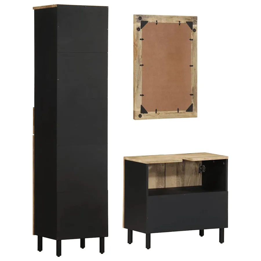 Ensemble de meubles de salle de bain 3 pcs bois manguier massif - 7