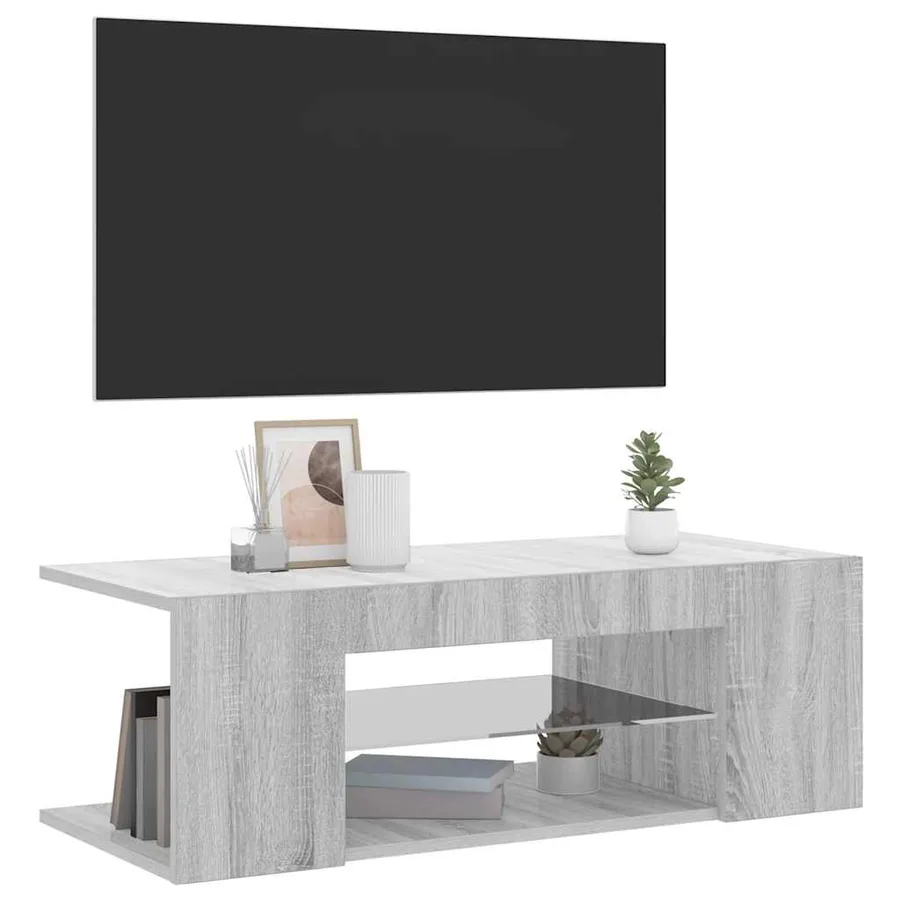 Meuble TV avec lumières LED Sonoma gris 90x39x30 cm - 3