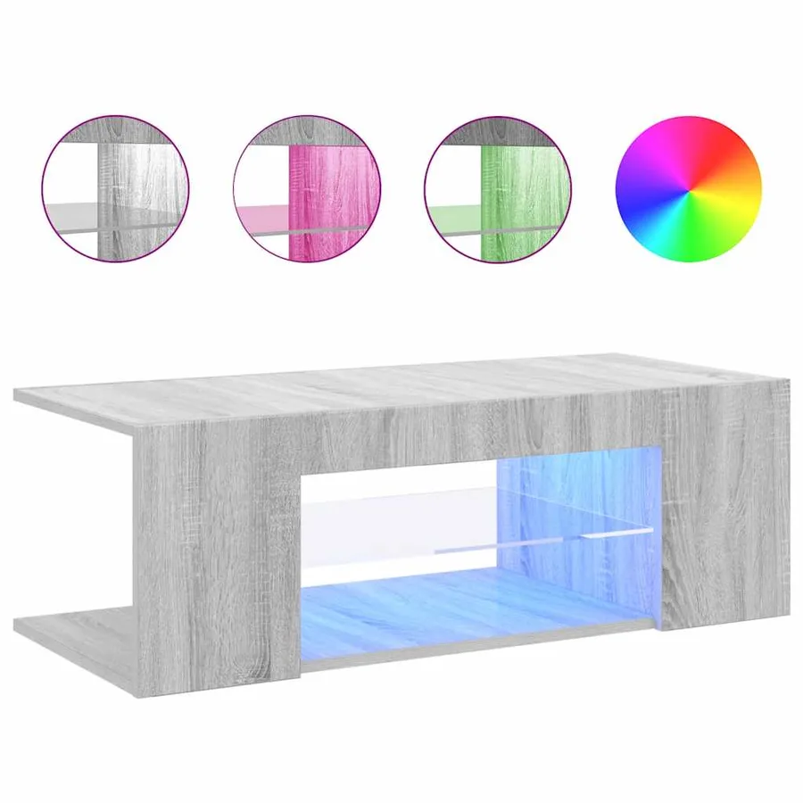 Meuble TV avec lumières LED Sonoma gris 90x39x30 cm - 8
