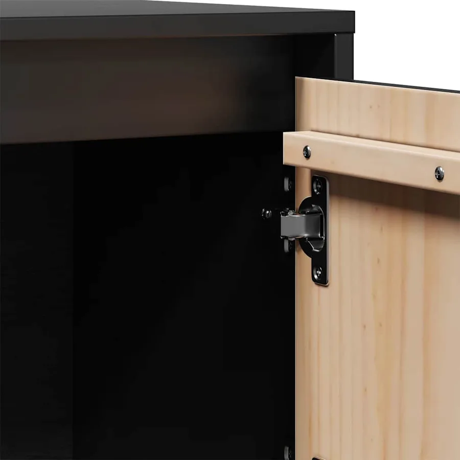 Buffet Noir 74x35x117 cm Bois massif de pin - 11