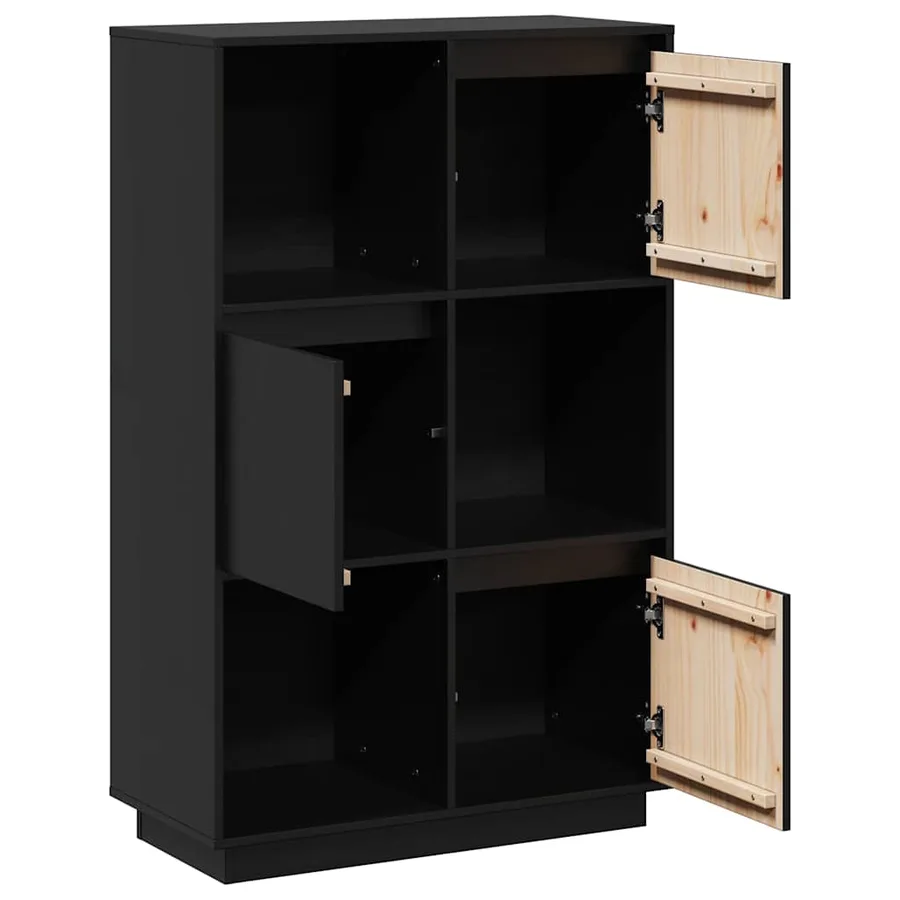 Buffet Noir 74x35x117 cm Bois massif de pin - 7