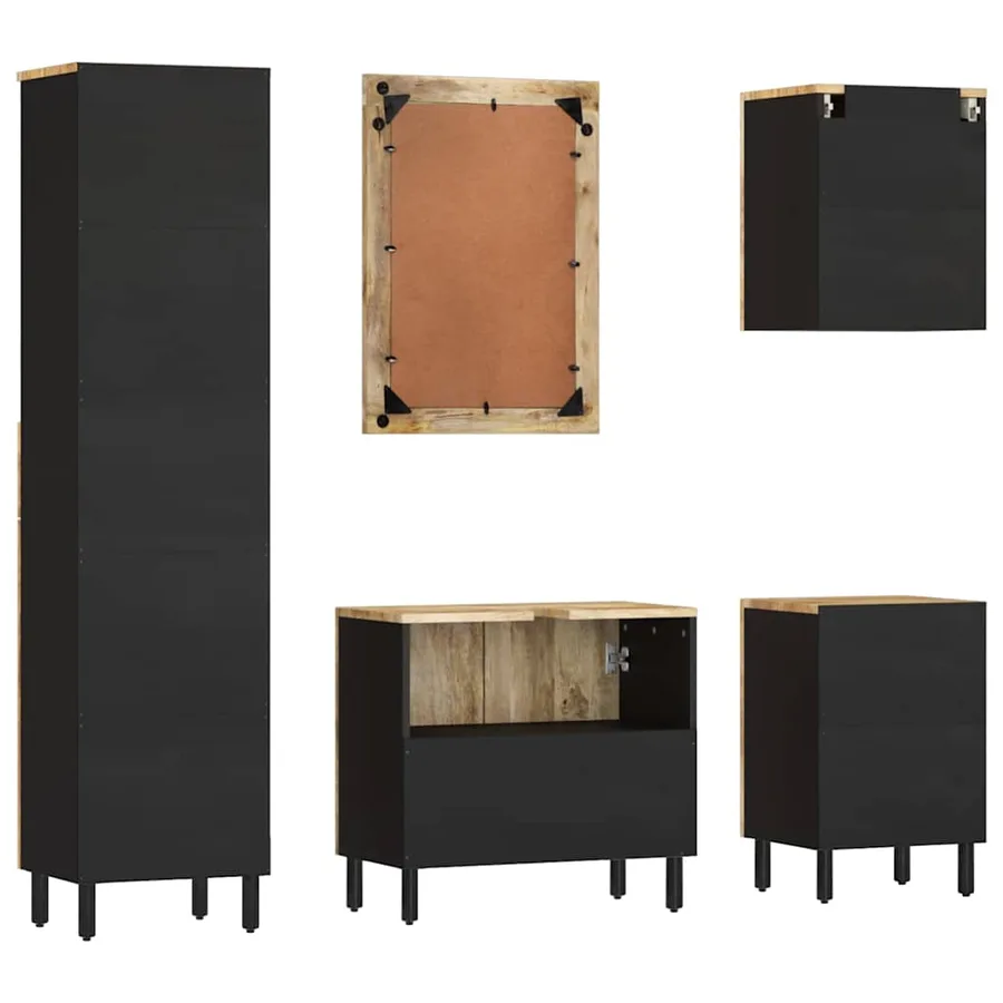 Ensemble de meubles de salle de bain 5 pcs bois manguier massif - 9
