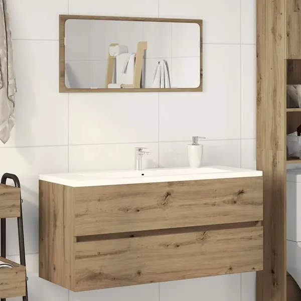 Armoire lavabo chêne artisanal 100x38,5x45 cm bois d'ingénierie