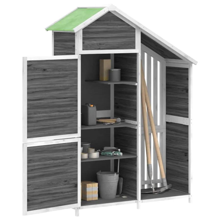 Abri à outils de jardin gris 120x53,5x170 cm bois massif pin - 3