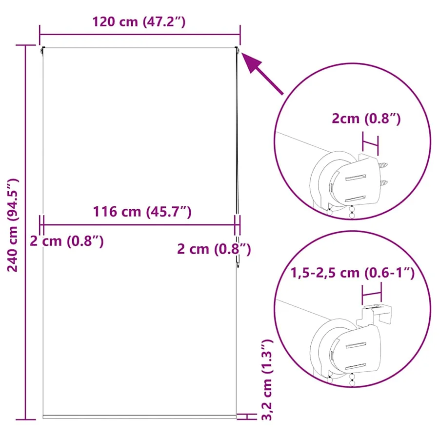 Store enrouleur de douche 120x240 cm largeur du tissu 116 cm - 16