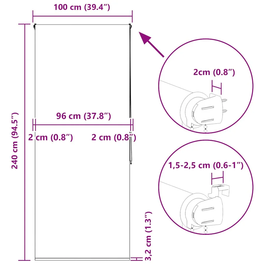 Store enrouleur de douche 100x240 cm largeur du tissu 96 cm - 15
