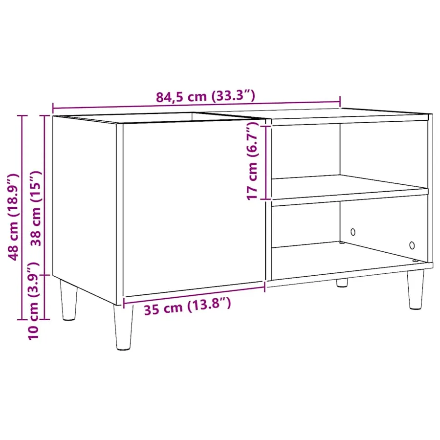Armoire à disques chêne artisanal 84,5x38x48 cm bois ingénierie - 10
