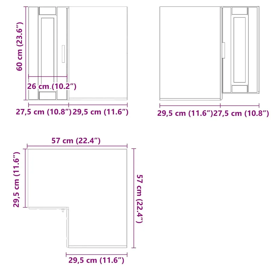 Armoire d'angle murale de cuisine Porto blanc bois d'ingénierie - 11