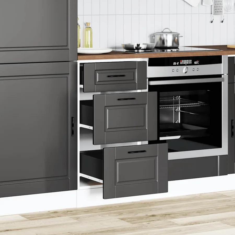Meuble bas de cuisine « Porto » en bois d'ingénierie noir - 3