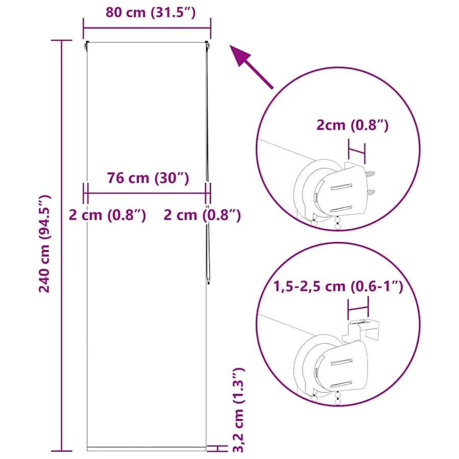 Store enrouleur de douche 80x240 cm largeur du tissu 76 cm - 15