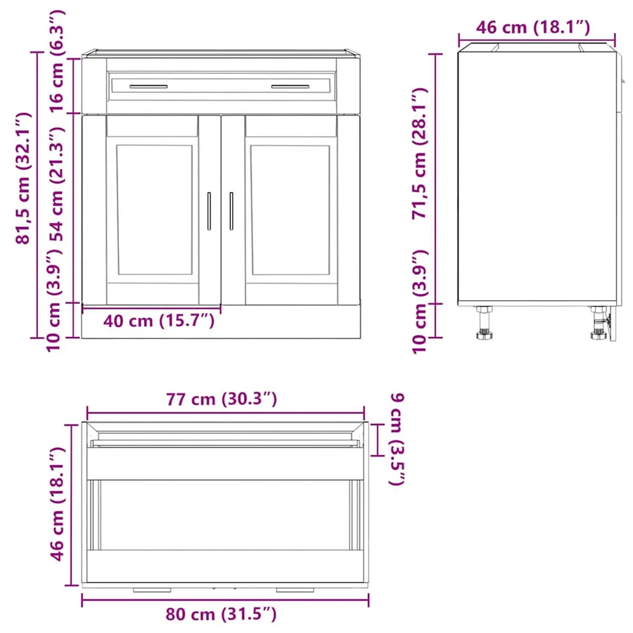 Armoire de cuisine Porto blanc bois d'ingénierie - 11