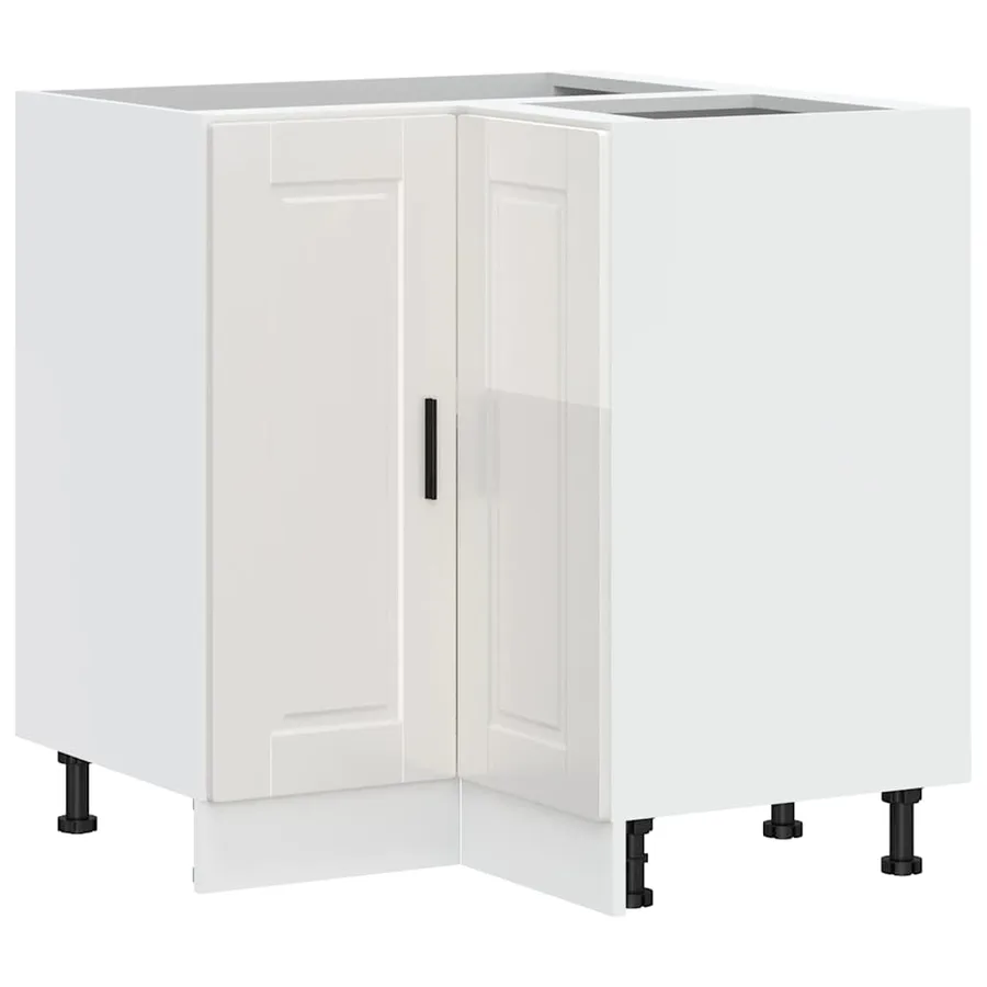 Armoire d'angle de cuisine Porto blanc brillant bois ingénierie - 2