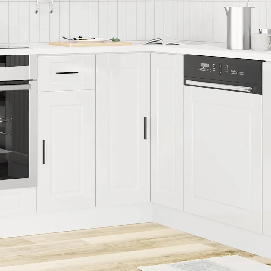 Armoire d'angle de cuisine Porto blanc brillant bois ingénierie - 3
