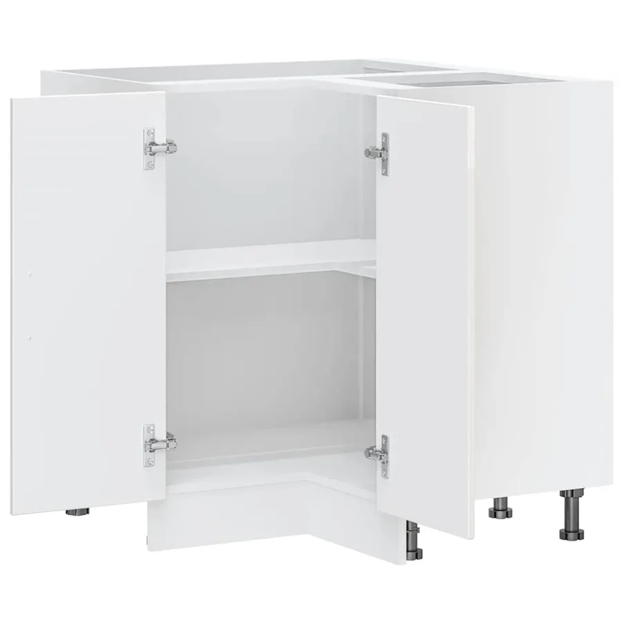 Armoire d'angle de cuisine Porto blanc brillant bois ingénierie - 6