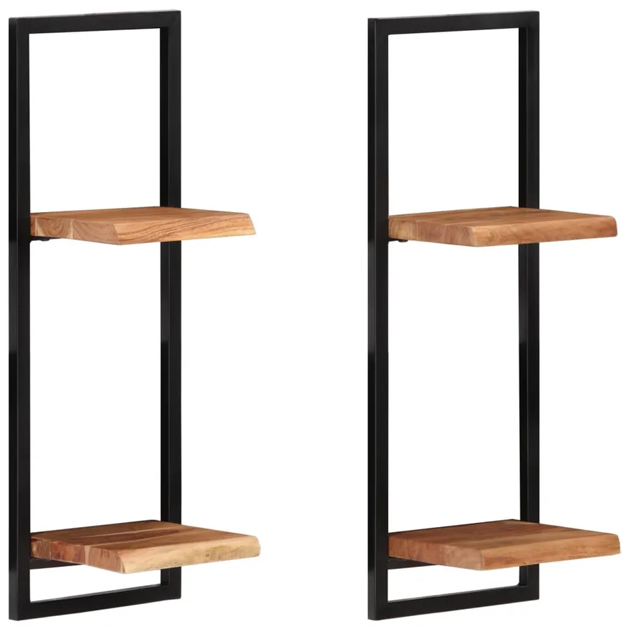 Étagères murales 2 pcs 25x25x75 cm Bois d'acacia et acier - 12